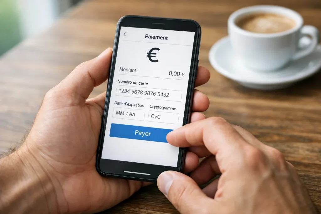 Persoon met smartphone die een online storting doet voor sportweddenschappen