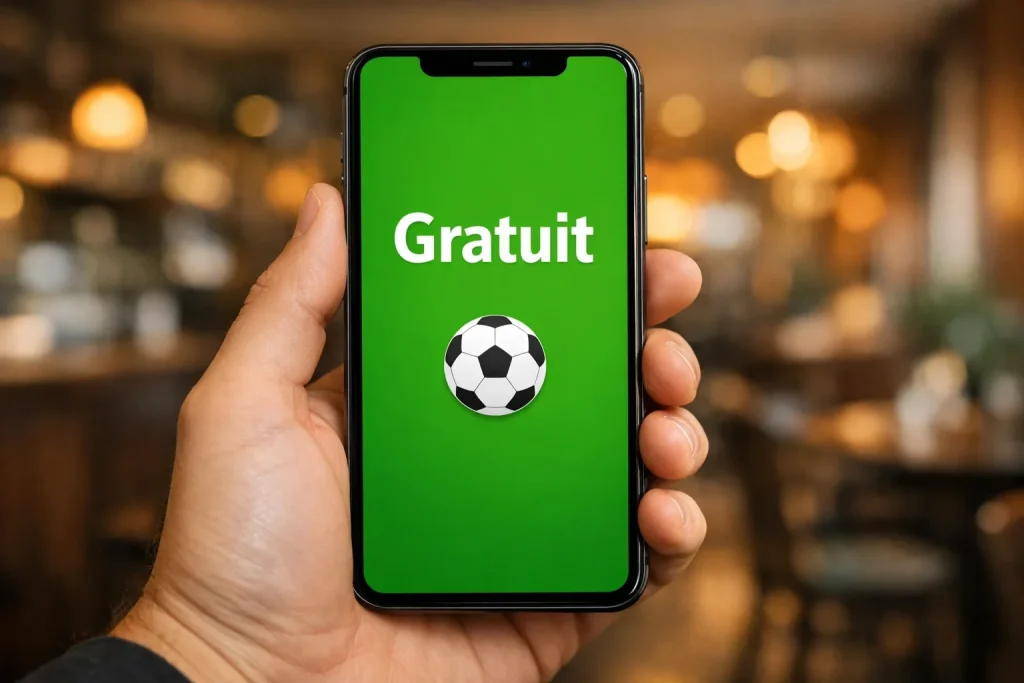 Smartphone met bookmaker app die free bet promotie toont