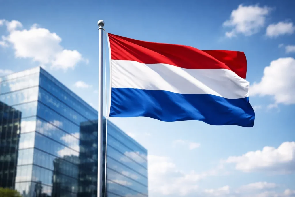 Nederlandse vlag met digitale elementen voor toekomstige regulering