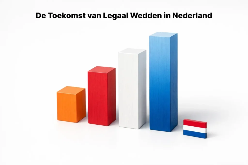Groeiende staafdiagram met Nederlandse markt symbolen