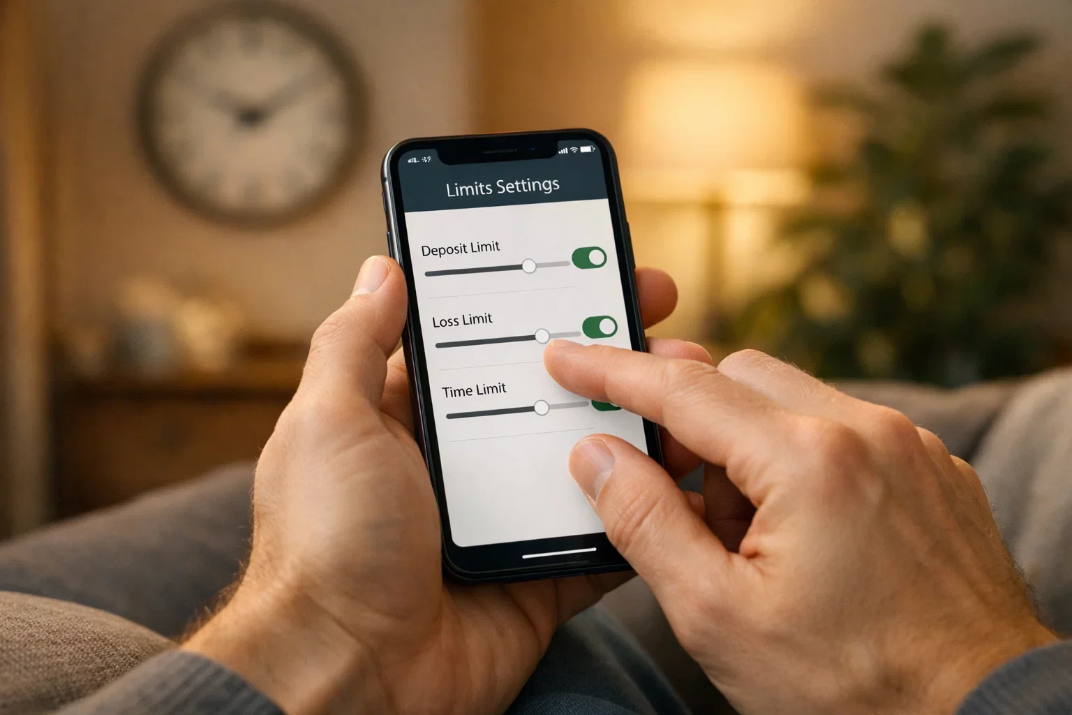 Persoon stelt speellimieten in op telefoon