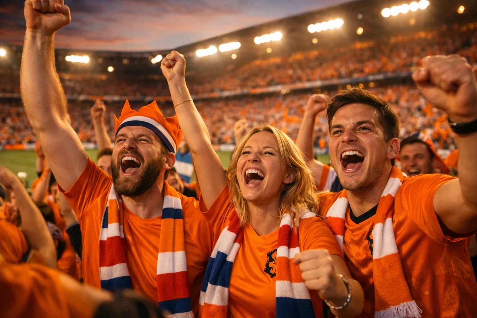 Voetbalfans juichen in stadion bij wedstrijd